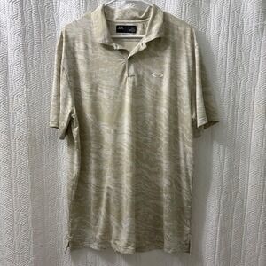 Oakley HydroLux Men's Golf‎ Polo Shirt XL Beige Abstract Print Short Sleeve